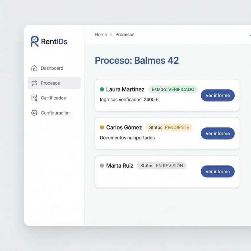 Lista de candidatos con estado de verificación